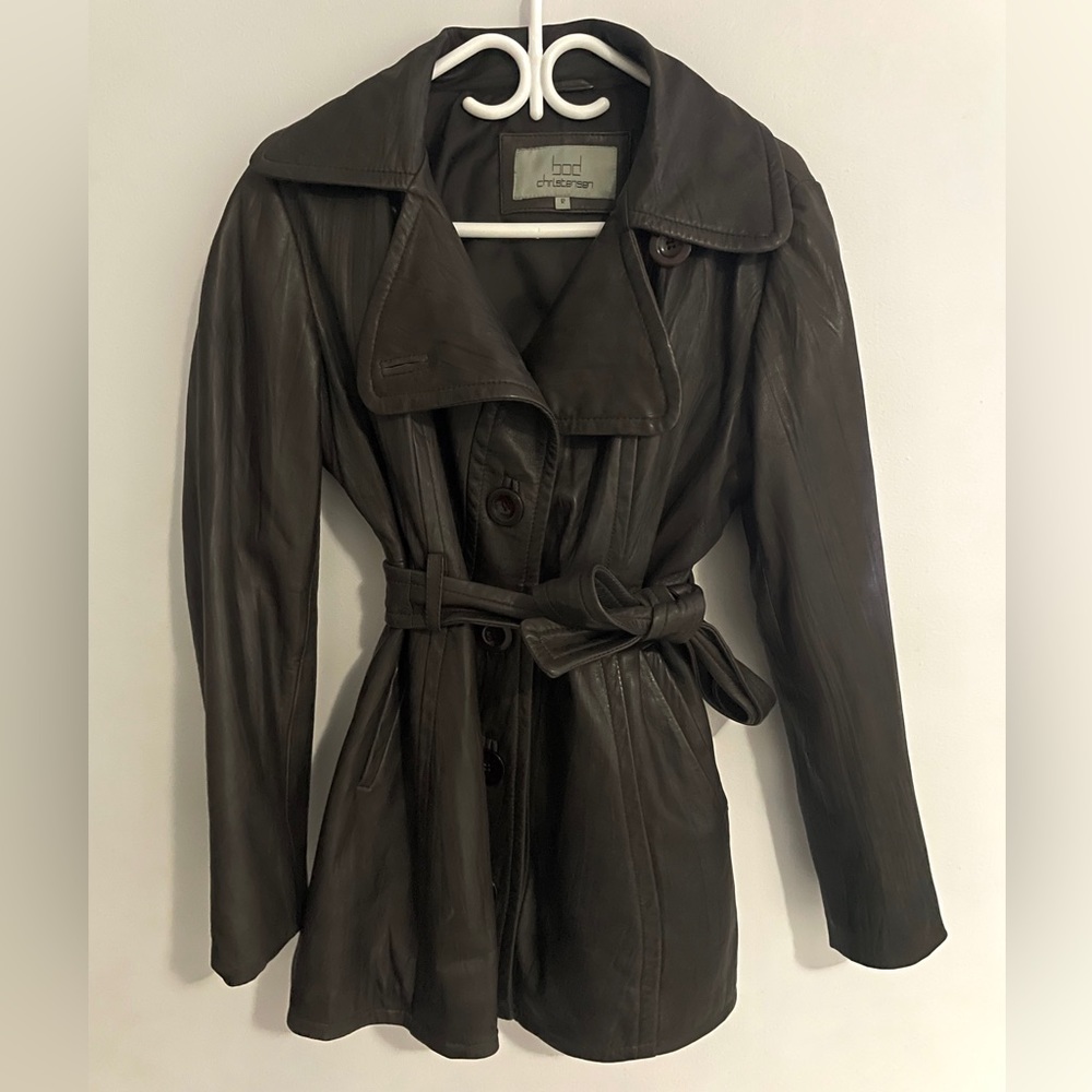 Bod & Christensen Couture Vintage 90s Luxury
Designer Leather Trench Coat